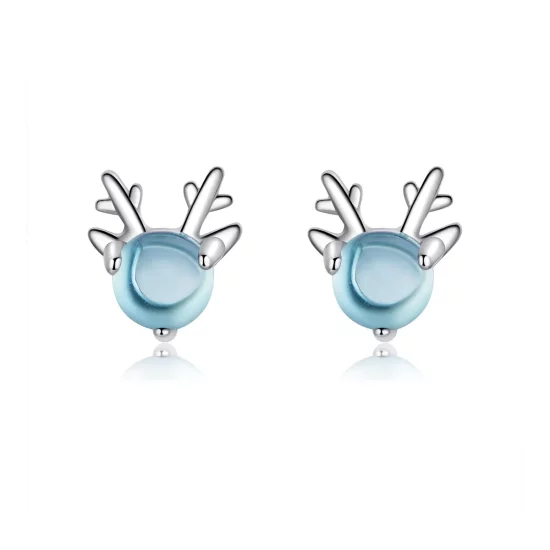 (imagen para) Pendientes de tuerca con estilo Pandora de plata con cuernos - BSE210