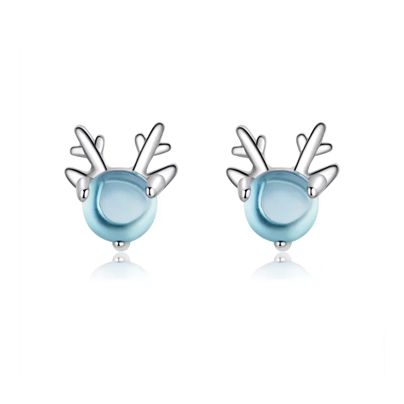 (imagen para) Pendientes de tuerca con estilo Pandora de plata con cuernos - BSE210