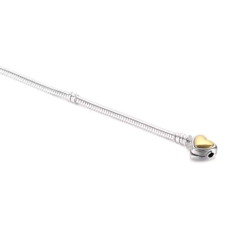 (imagen para) Pulsera de cadena de serpiente con broche de corazón dorado en relieve PANDORA - - Ver 5