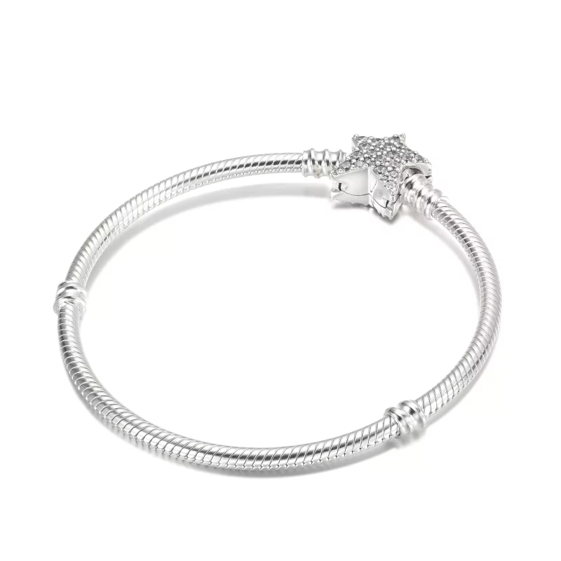 (imagen para) Pulsera de cadena de serpiente con broche de estrella asimétrico Pandora Moments - Ver 2