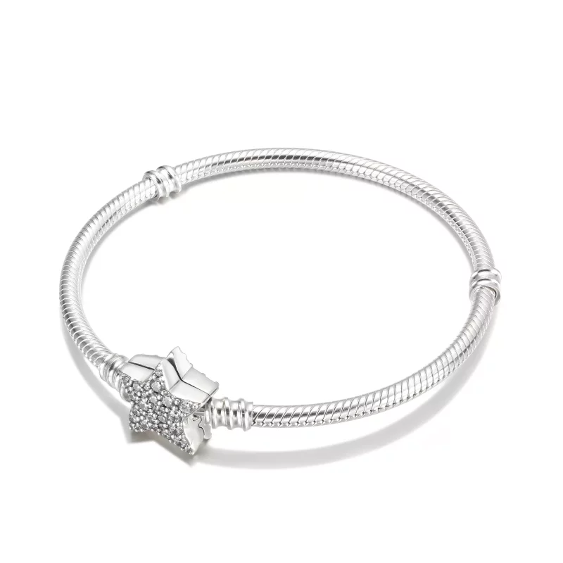 (imagen para) Pulsera de cadena de serpiente con broche de estrella asimétrico Pandora Moments - Ver 3