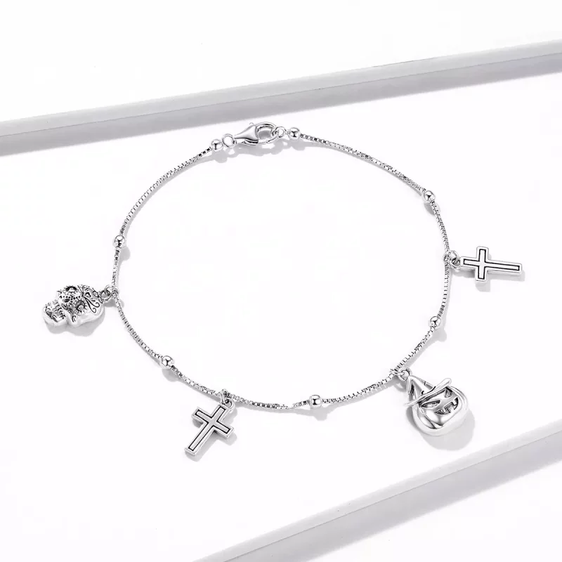 (imagen para) Pulsera de Halloween plateada de estilo Pandora - BSB051 - Ver 2