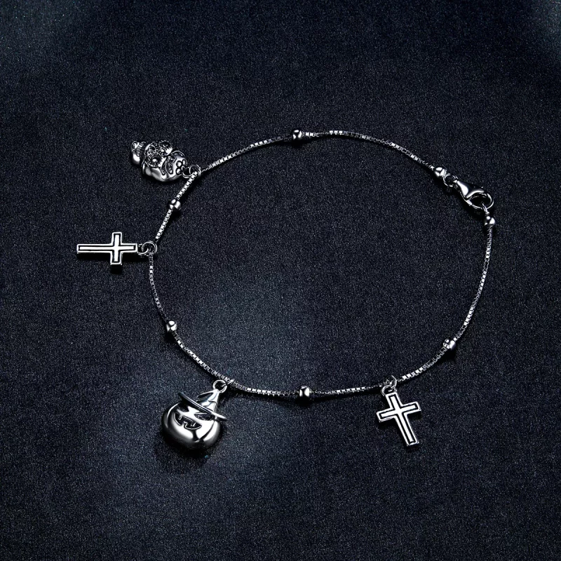 (imagen para) Pulsera de Halloween plateada de estilo Pandora - BSB051 - Ver 3