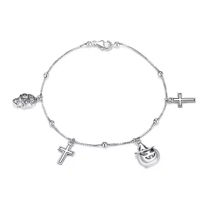 (imagen para) Pulsera de Halloween plateada de estilo Pandora - BSB051