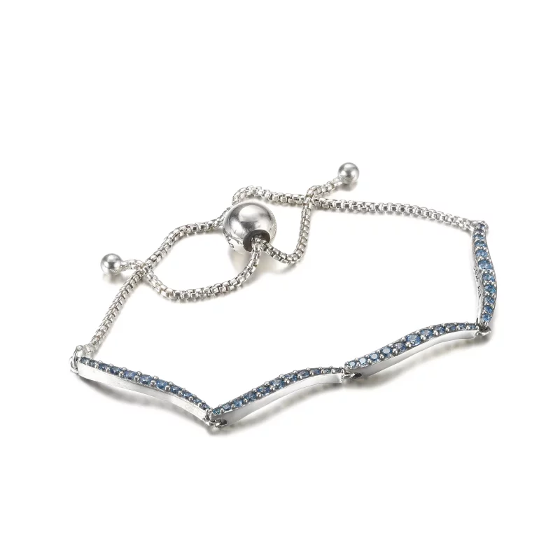 (imagen para) Pulsera deslizante PANDORA Azul Ondulada - 599436C01 - Ver 4