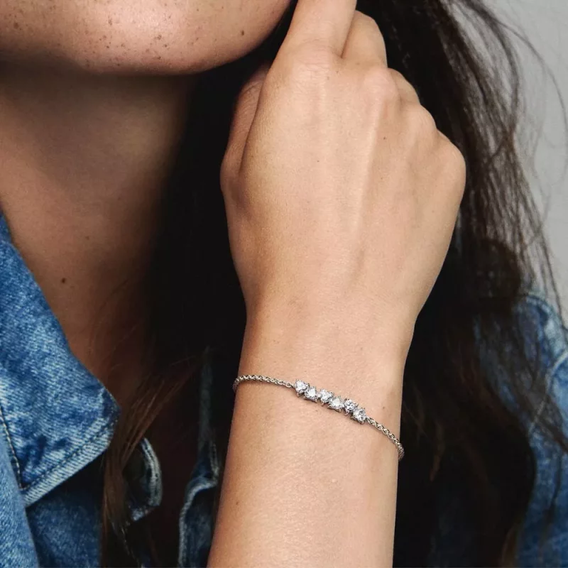 (imagen para) Pulsera Pandora con cadena de corazones brillantes y sin fin - 591162C01 - Ver 7