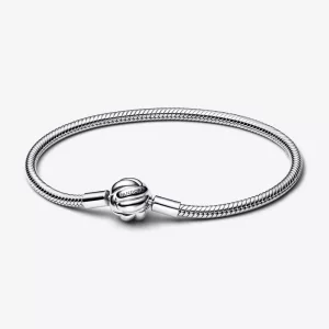 (imagen para) Pulsera Pandora de plata de ley con cadena de serpiente y cierre de nudo de amor - 592422C00