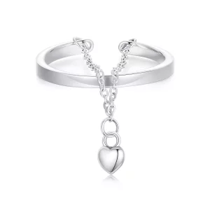 (imagen para) Anillo de cadena de doble capa con forma de corazón estilo PANDORA - SCR1004-E