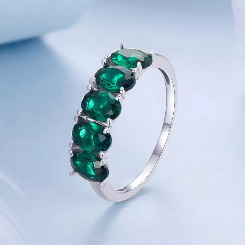 (imagen para) Anillo de circonita verde de lujo estilo PANDORA - BSR522 - Ver 2