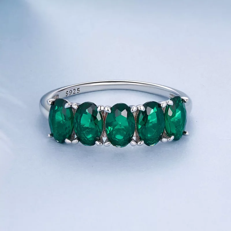 (imagen para) Anillo de circonita verde de lujo estilo PANDORA - BSR522 - Ver 3