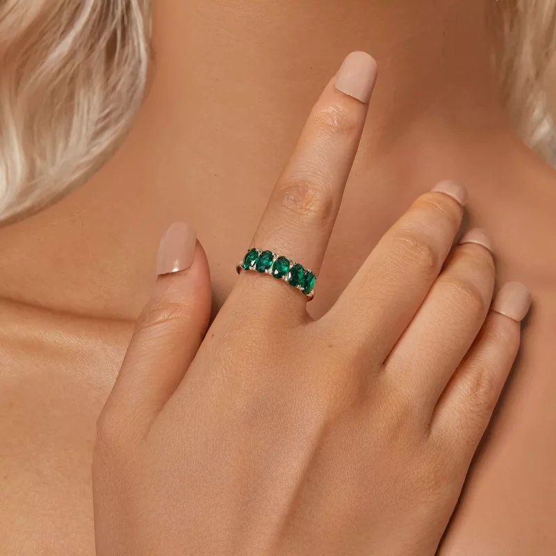 (imagen para) Anillo de circonita verde de lujo estilo PANDORA - BSR522 - Ver 4