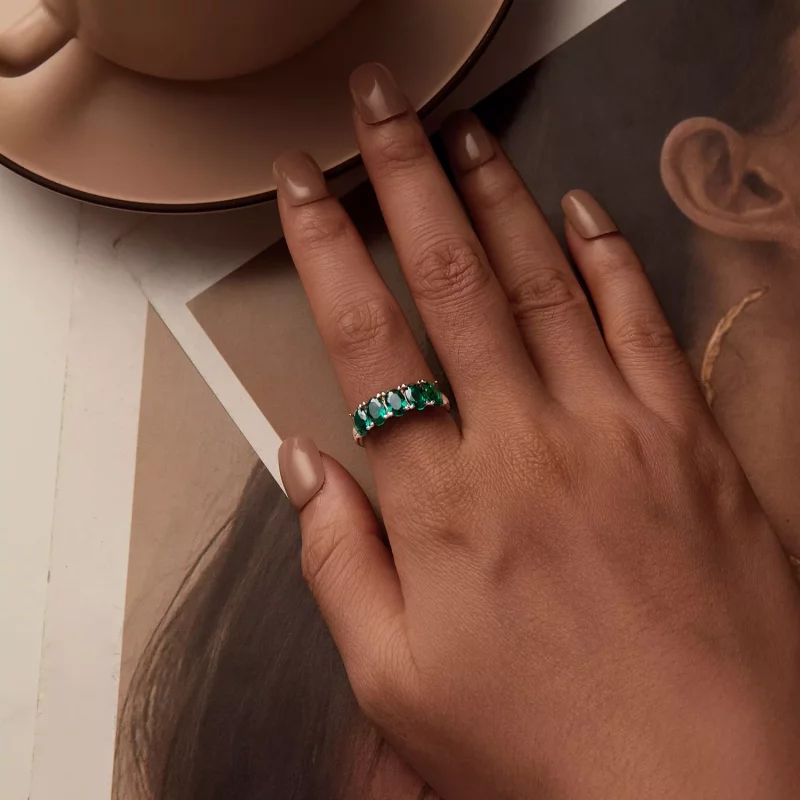 (imagen para) Anillo de circonita verde de lujo estilo PANDORA - BSR522 - Ver 6