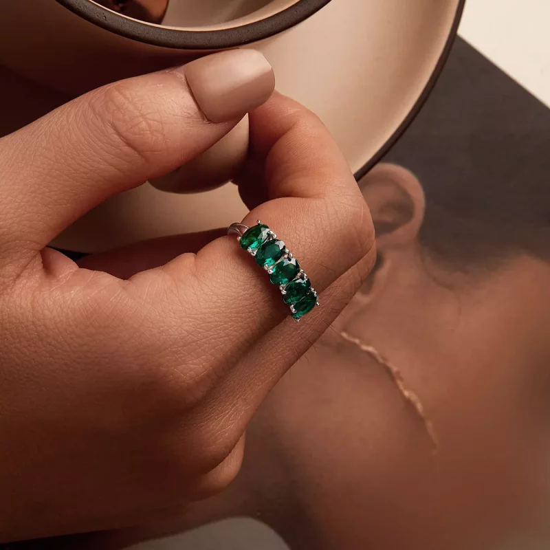 (imagen para) Anillo de circonita verde de lujo estilo PANDORA - BSR522 - Ver 7