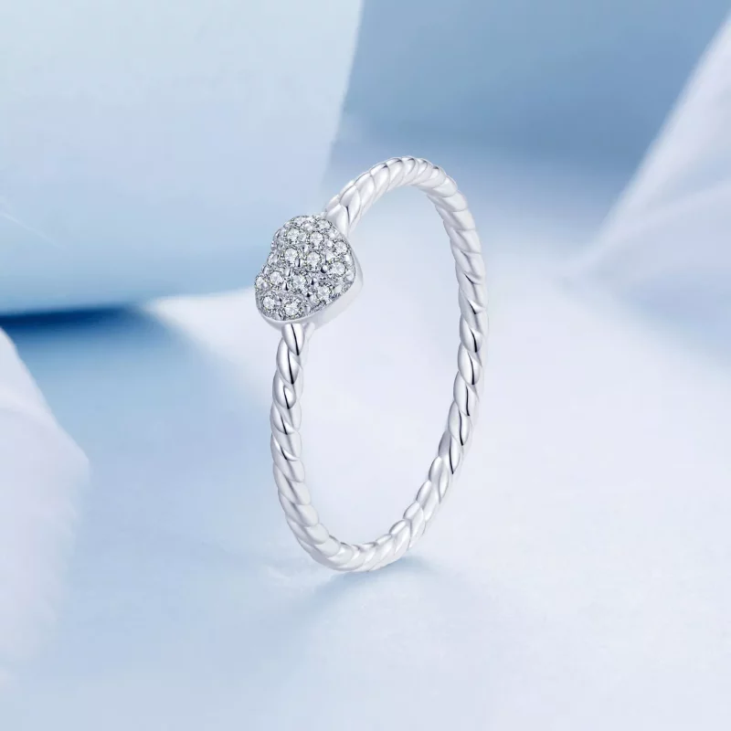 (imagen para) Anillo de corazón brillante estilo PANDORA - BSR516 - Ver 2