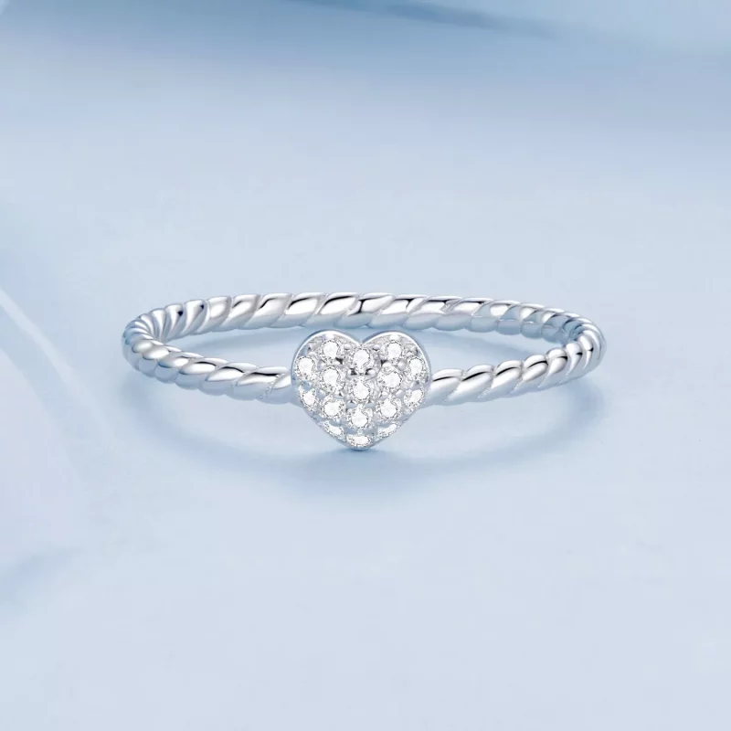 (imagen para) Anillo de corazón brillante estilo PANDORA - BSR516 - Ver 3