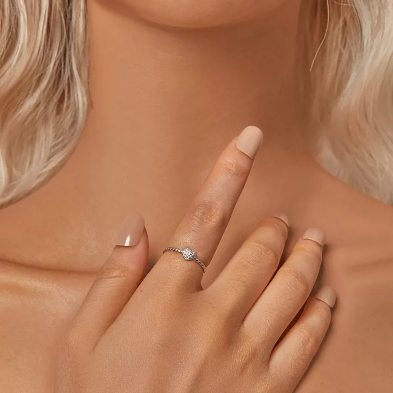 (imagen para) Anillo de corazón brillante estilo PANDORA - BSR516 - Ver 5