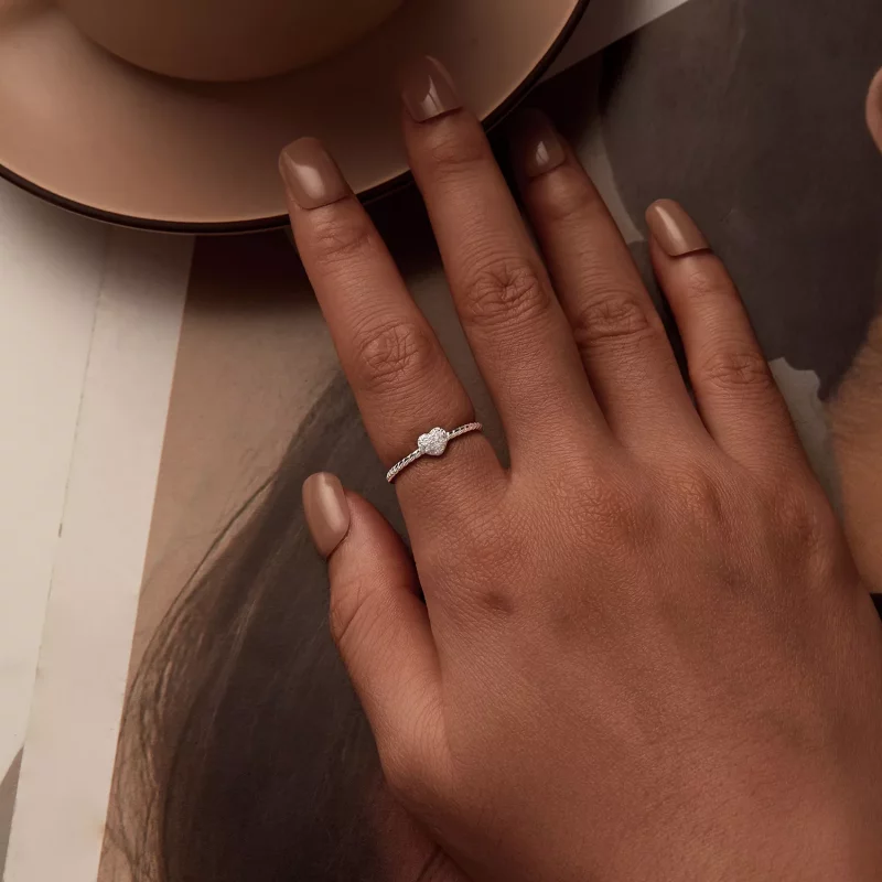 (imagen para) Anillo de corazón brillante estilo PANDORA - BSR516 - Ver 6