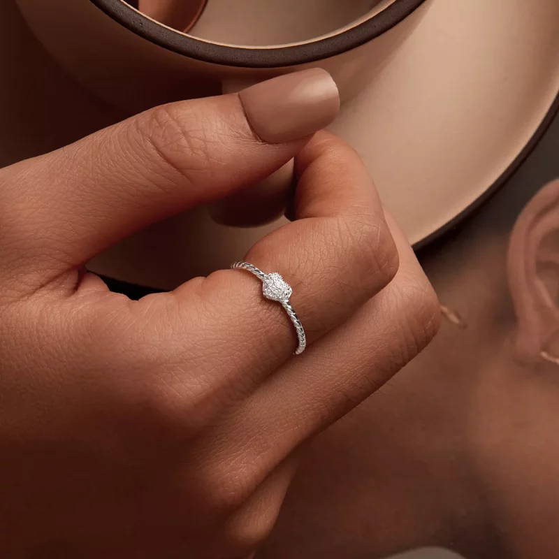 (imagen para) Anillo de corazón brillante estilo PANDORA - BSR516 - Ver 7