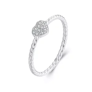 (imagen para) Anillo de corazón brillante estilo PANDORA - BSR516