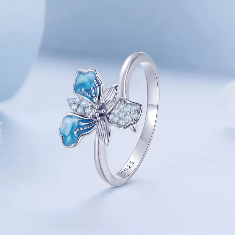 (imagen para) Anillo de iris azul estilo PANDORA - BSR509-E - Ver 2