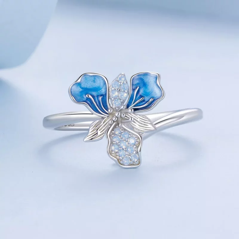 (imagen para) Anillo de iris azul estilo PANDORA - BSR509-E - Ver 3