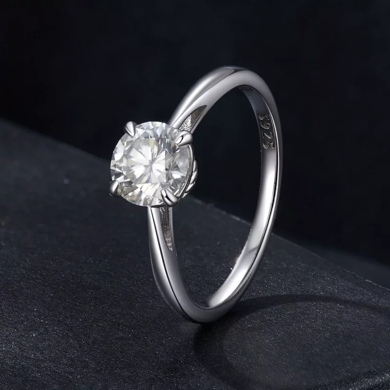 (imagen para) Anillo de moissanita brillante de 1 ct estilo PANDORA (un certificado) - MSR044 - Ver 2