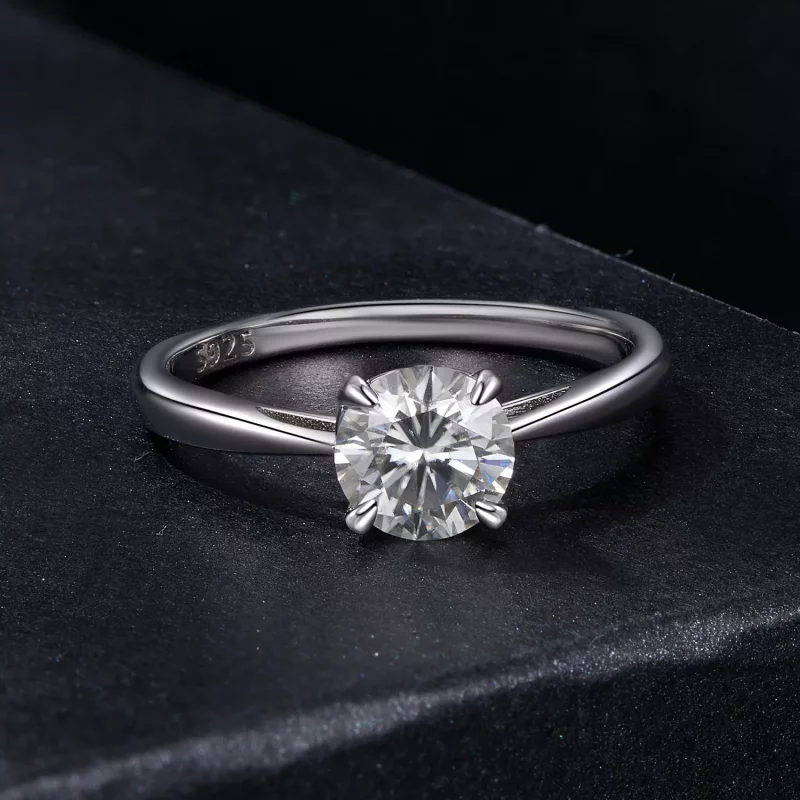 (imagen para) Anillo de moissanita brillante de 1 ct estilo PANDORA (un certificado) - MSR044 - Ver 3