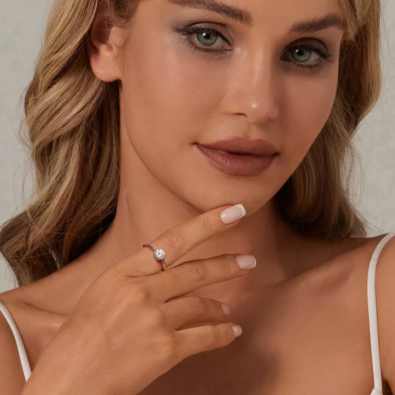 (imagen para) Anillo de moissanita brillante de 1 ct estilo PANDORA (un certificado) - MSR044 - Ver 4