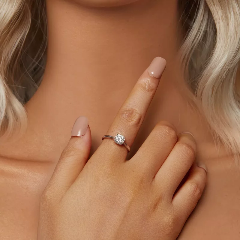 (imagen para) Anillo de moissanita brillante de 1 ct estilo PANDORA (un certificado) - MSR044 - Ver 5