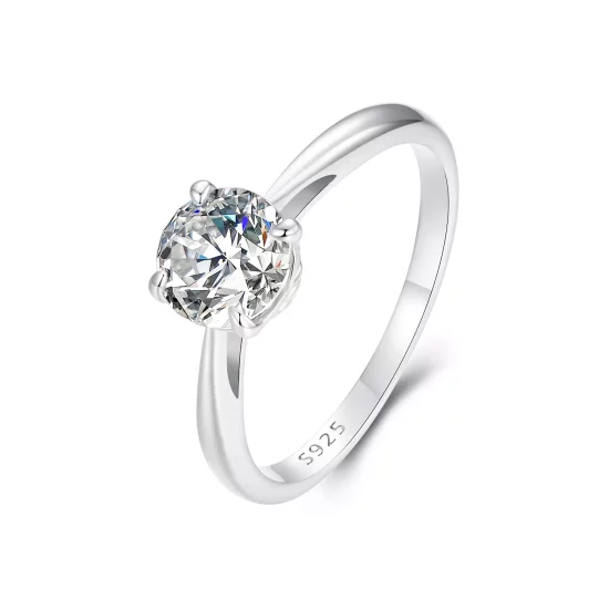 (imagen para) Anillo de moissanita brillante de 1 ct estilo PANDORA (un certificado) - MSR044
