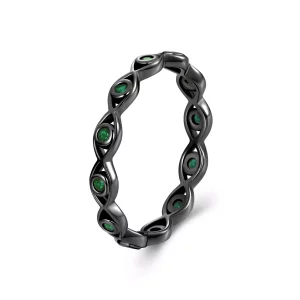 Anillo de ojo de diablo chapado en oro negro estilo PANDORA - BSR212-D (imagen para) Anillo de ojo de diablo chapado en oro negro estilo PANDORA - BSR212-D