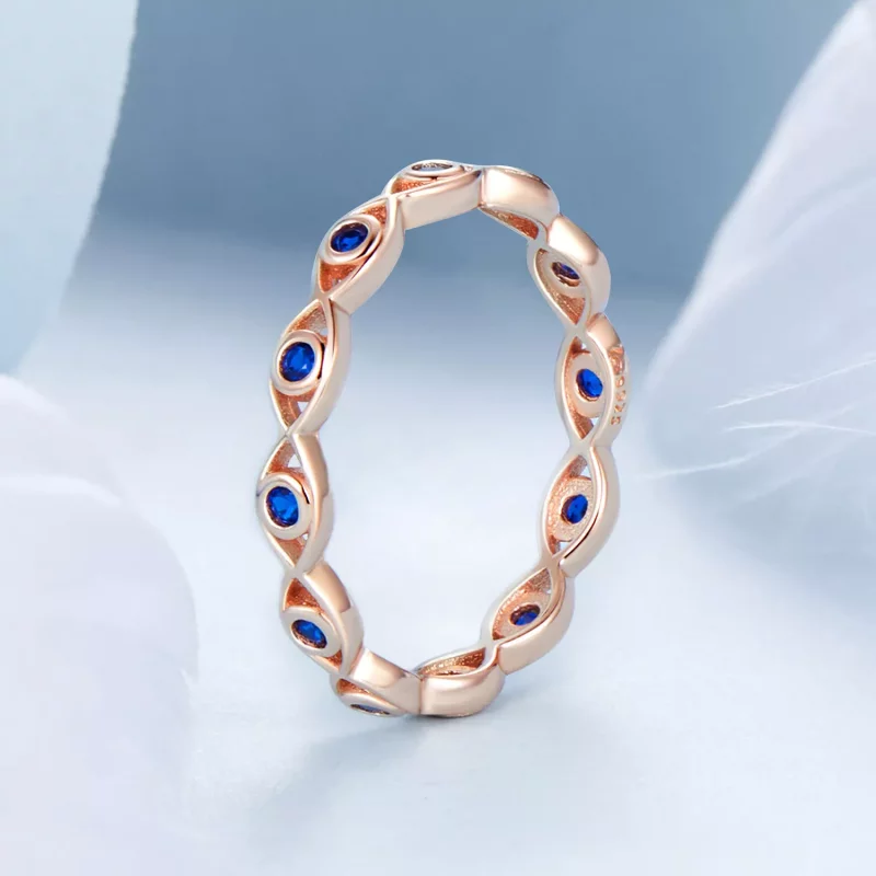 (imagen para) Anillo de oro rosa con forma de ojo del diablo estilo PANDORA - BSR212-C - Ver 2