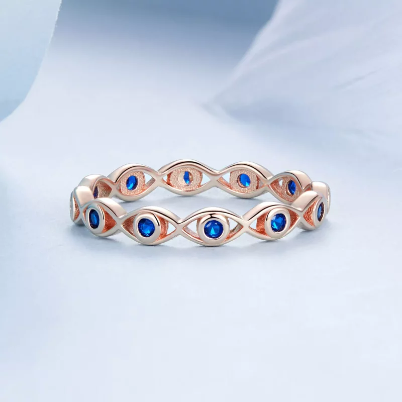 (imagen para) Anillo de oro rosa con forma de ojo del diablo estilo PANDORA - BSR212-C - Ver 3