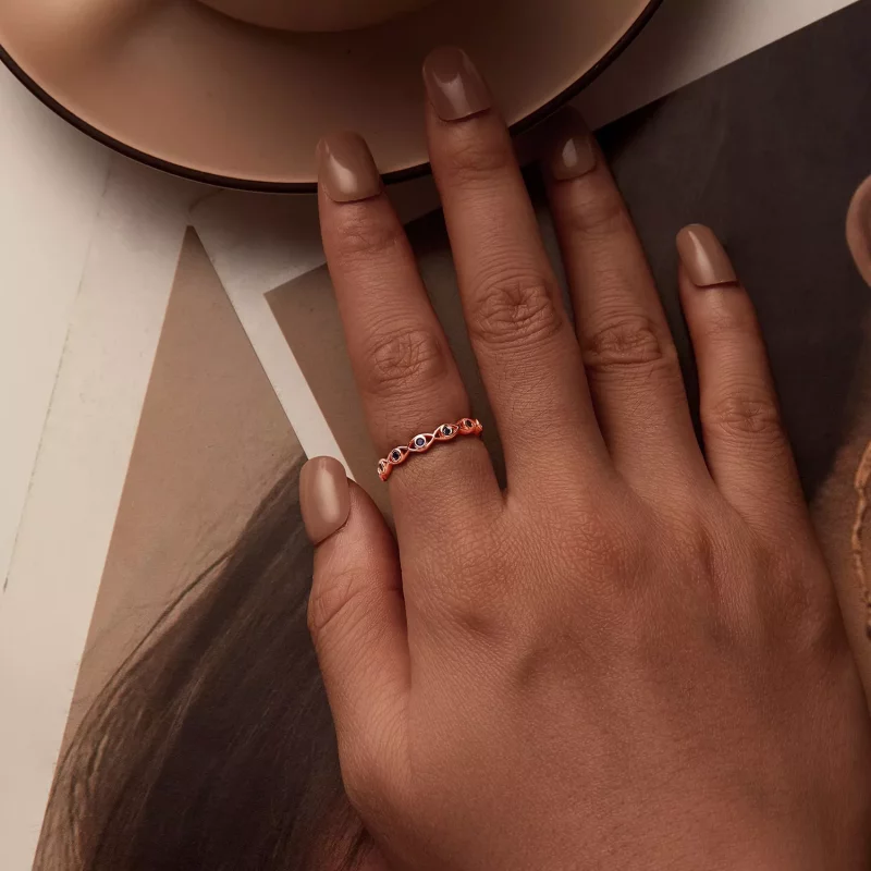(imagen para) Anillo de oro rosa con forma de ojo del diablo estilo PANDORA - BSR212-C - Ver 4