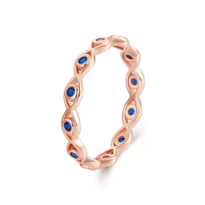 Anillo de oro rosa con forma de ojo del diablo estilo PANDORA - BSR212-C (imagen para) Anillo de oro rosa con forma de ojo del diablo estilo PANDORA - BSR212-C