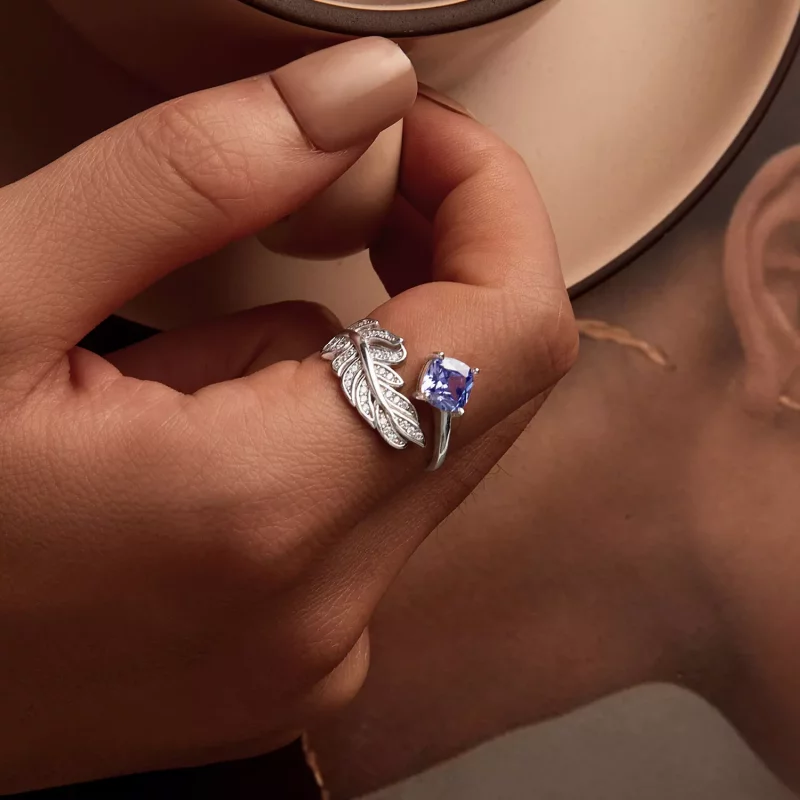 (imagen para) Anillo de plumas estilo PANDORA - BSR518-E - Ver 5