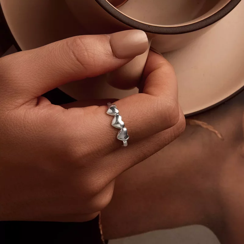 (imagen para) Anillo en forma de corazón estilo PANDORA - SCR1001-E - Ver 5