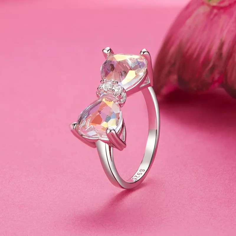 (imagen para) Anillo estilo PANDORA con piedra central grande y lazo - SCR1000 - Ver 2