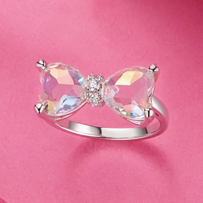 (imagen para) Anillo estilo PANDORA con piedra central grande y lazo - SCR1000 - Ver 3