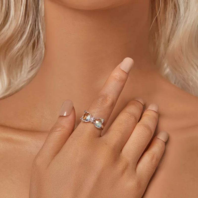 (imagen para) Anillo estilo PANDORA con piedra central grande y lazo - SCR1000 - Ver 5
