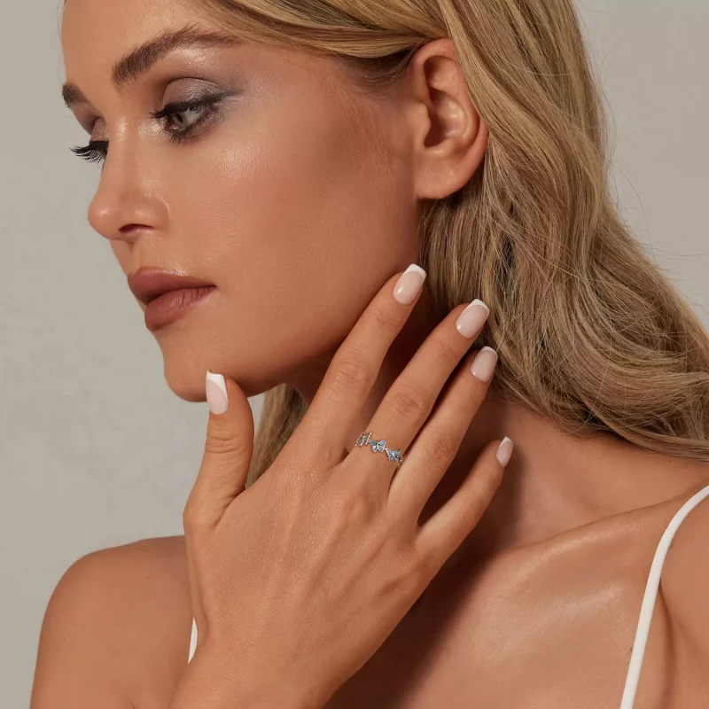 (imagen para) Anillo mariposa azul estilo PANDORA - BSR508 - Ver 4