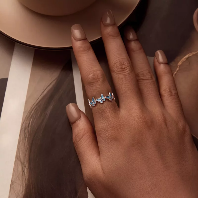 (imagen para) Anillo mariposa azul estilo PANDORA - BSR508 - Ver 5