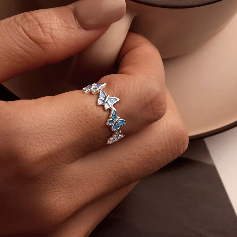 (imagen para) Anillo mariposa azul estilo PANDORA - BSR508 - Ver 6