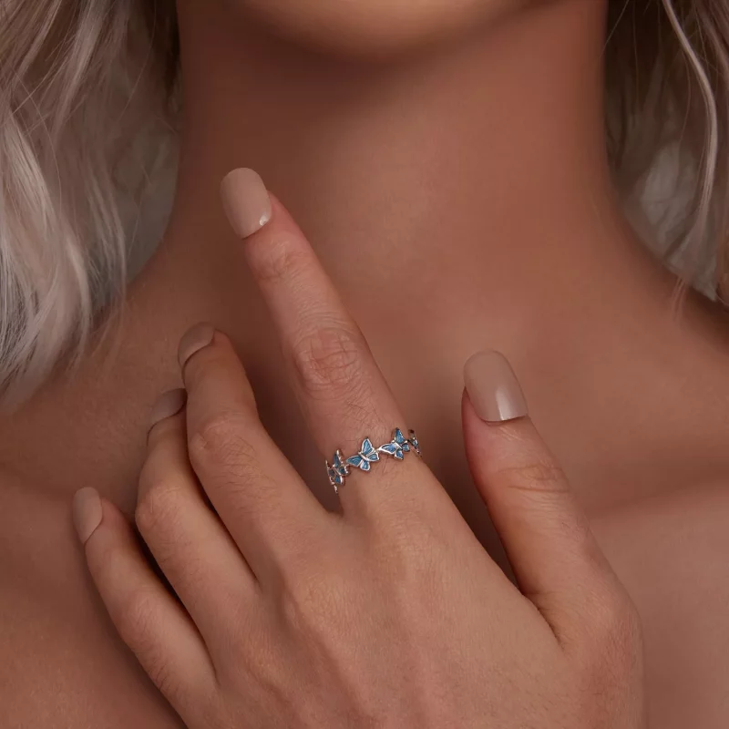 (imagen para) Anillo mariposa azul estilo PANDORA - BSR508 - Ver 7
