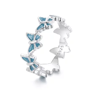 (imagen para) Anillo mariposa azul estilo PANDORA - BSR508