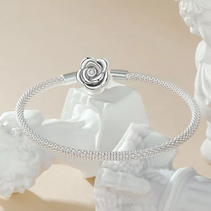 (imagen para) Cadena con base de rosa estilo PANDORA - SCB266 - Ver 3