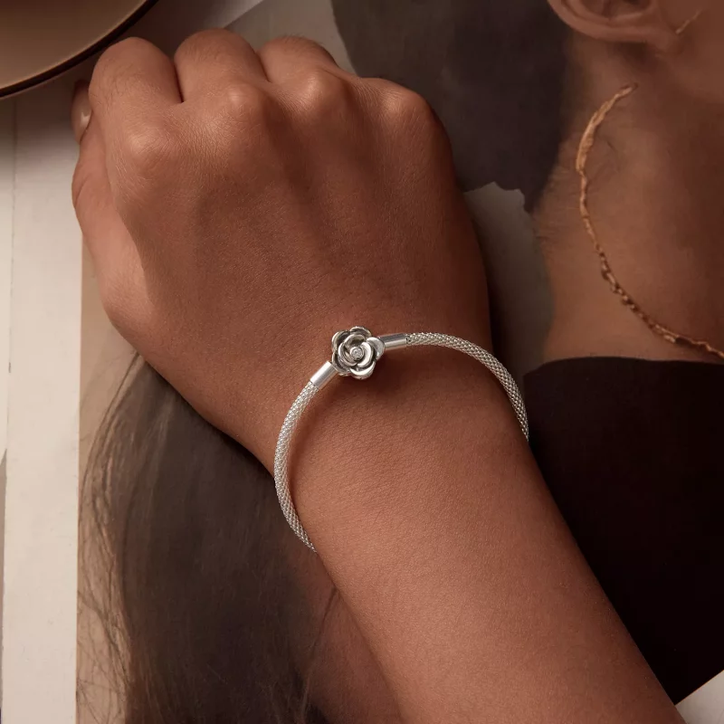 (imagen para) Cadena con base de rosa estilo PANDORA - SCB266 - Ver 5