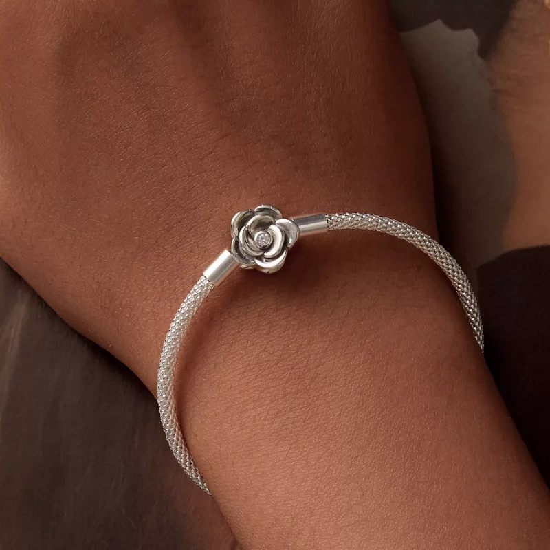 (imagen para) Cadena con base de rosa estilo PANDORA - SCB266 - Ver 6