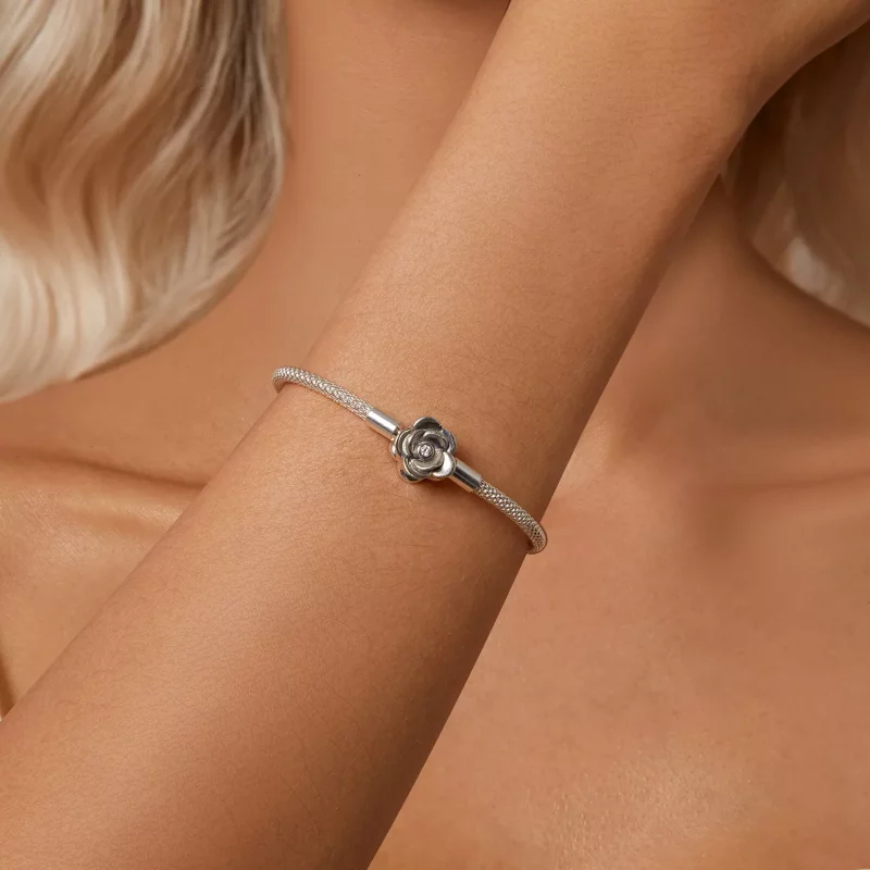 (imagen para) Cadena con base de rosa estilo PANDORA - SCB266 - Ver 8