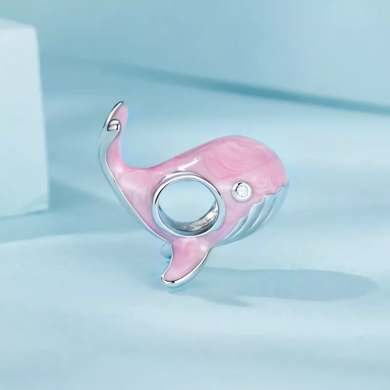 (imagen para) Charm de ballena rosa estilo PANDORA - SCC2707 - Ver 3
